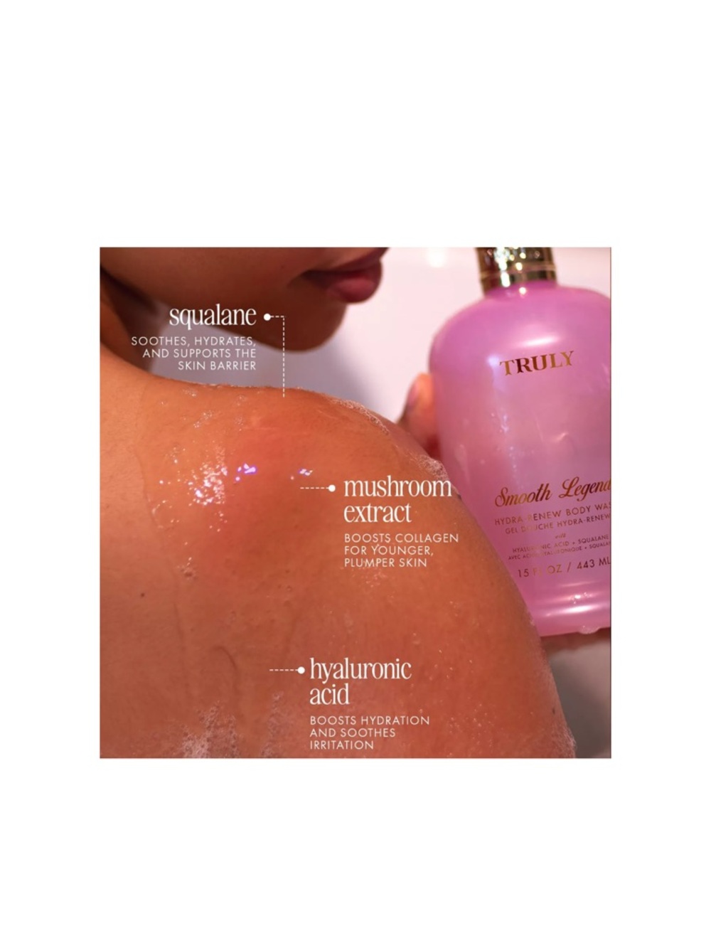 Truly Beauty Smooth Legend Body Wash 15oz Hydra Renew Hyaluronic Acid NEW - Picture 3 of 8